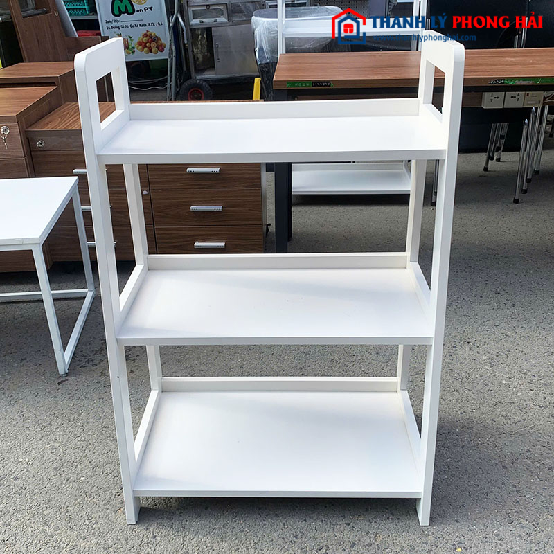Kệ Trưng Bày 3 Tầng Màu Trắng Khung Sắt Cũ