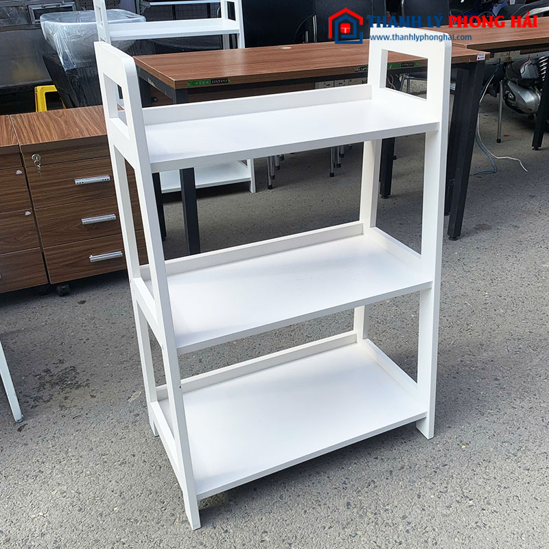 Kệ Trưng Bày 3 Tầng Màu Trắng Khung Sắt Cũ