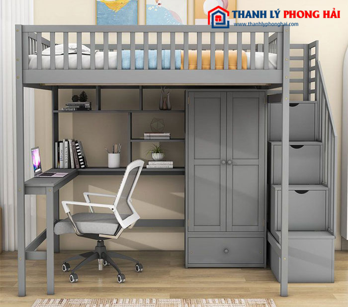 mẫu giường tầng tích hợp bàn học