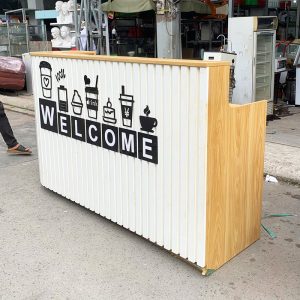 Quầy Thu Ngân 2m Gỗ Công Nghiệp Màu Trắng Cũ