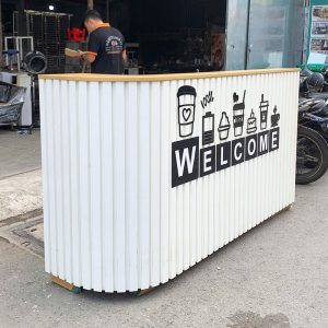 Quầy Thu Ngân 2m Gỗ Công Nghiệp Màu Trắng Cũ