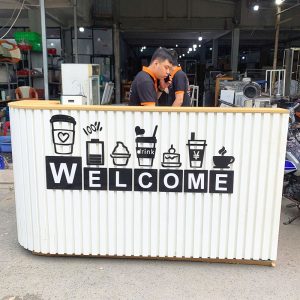 Quầy Thu Ngân 2m Gỗ Công Nghiệp Màu Trắng Cũ