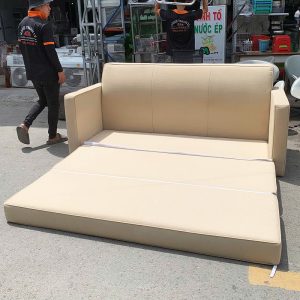 Sofa Bed Bọc Vải Màu Kem Cũ
