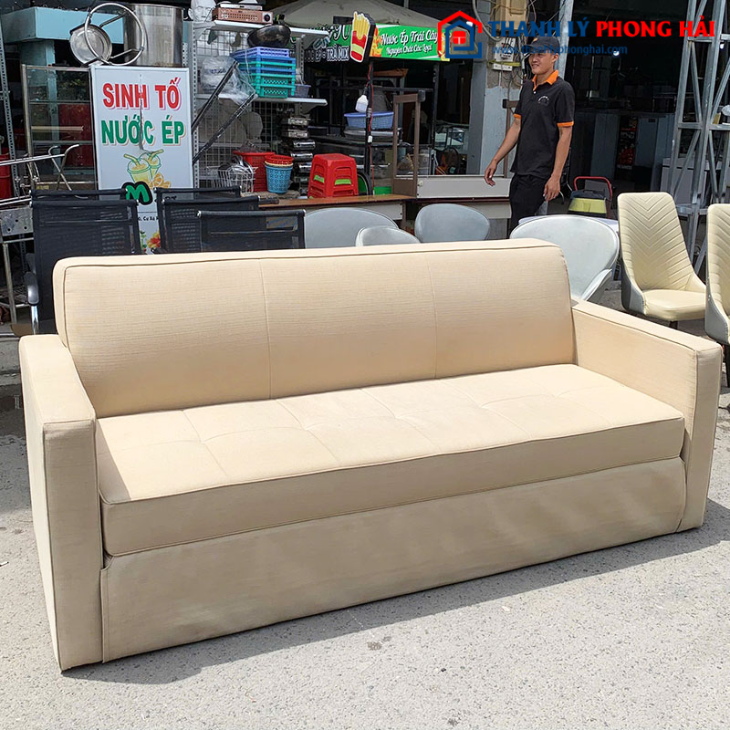 Sofa Bed Bọc Vải Màu Kem Cũ