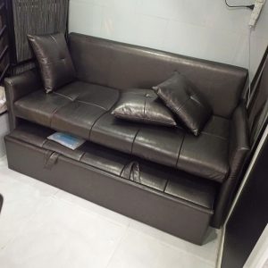 Sofa Giường Bọc Da Đen 1m76 Cũ