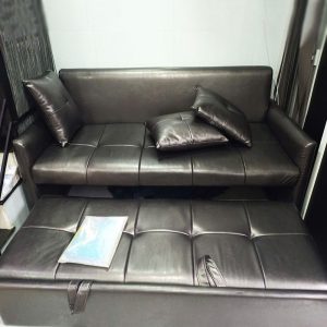 Sofa Giường Bọc Da Đen 1m76 Cũ