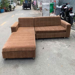 Sofa Góc L Bọc Vải Nâu Cũ