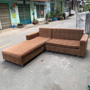 Sofa Góc L Bọc Vải Nâu Cũ
