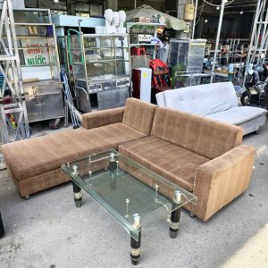 Sofa Góc L Bọc Vải Nâu Cũ