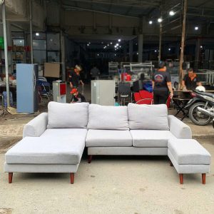 Sofa Góc L Cũ Kèm Đôn Màu Xám
