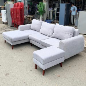 Sofa Góc L Cũ Kèm Đôn Màu Xám