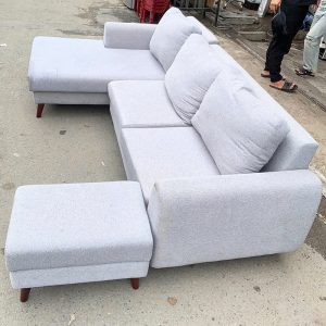 Sofa Góc L Cũ Kèm Đôn Màu Xám