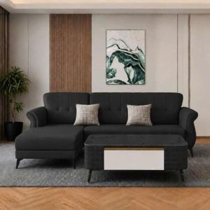 Thanh Lý Bộ Sofa Da Nordic Góc L Kèm Bàn Mới 99%