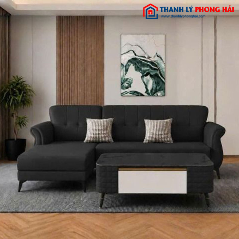 Thanh Lý Bộ Sofa Da Nordic Góc L Kèm Bàn Mới 99%