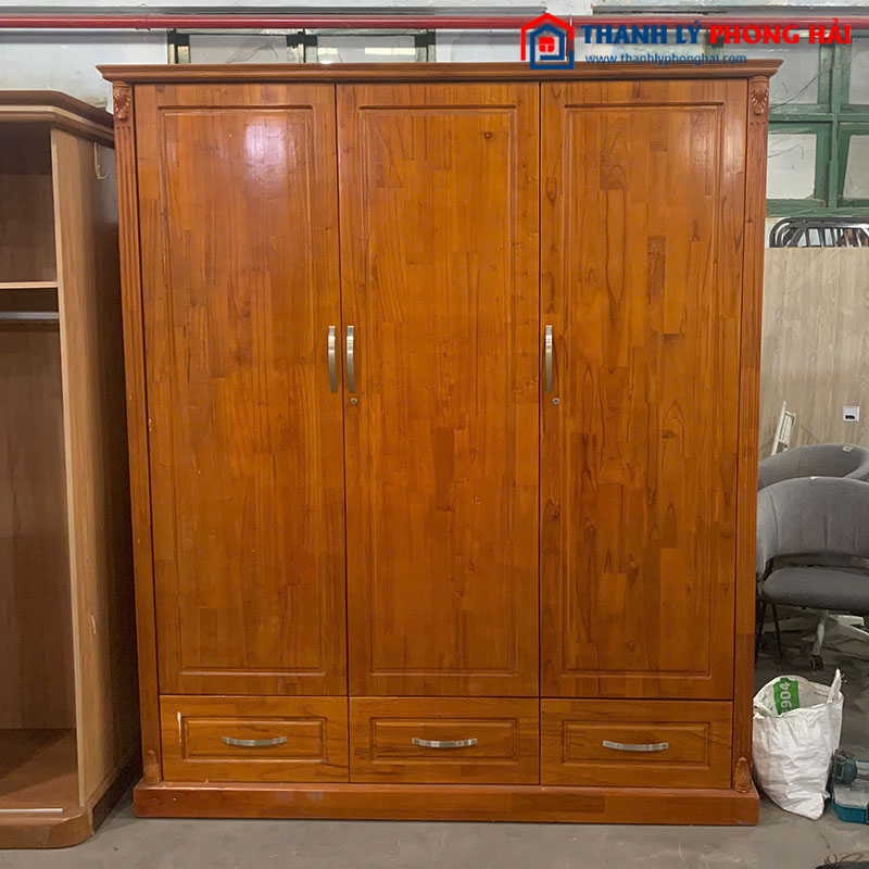 Tủ Gỗ Tự Nhiên 3 Cánh Cũ 3 Hộc Kéo