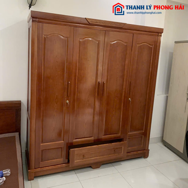 Tủ Quần Áo Gỗ Xoan Đào 4 Cánh Cao Cấp Mới 99%