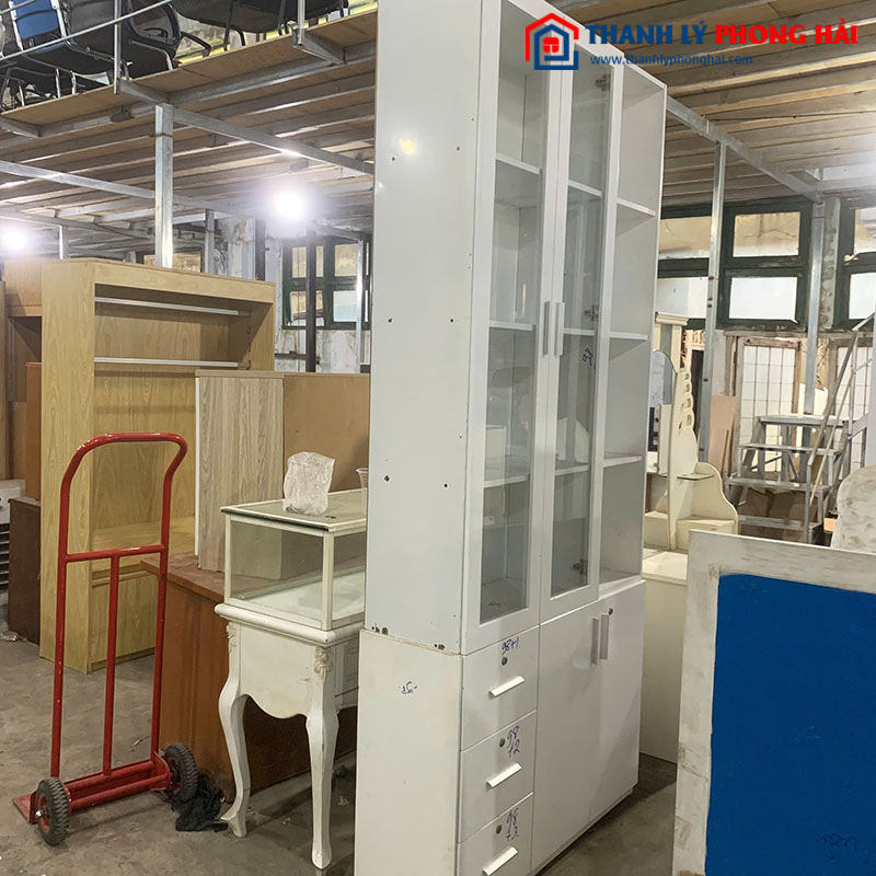 Tủ Trưng Bày Gỗ Công Nghiệp 2 Cánh Kính Cũ