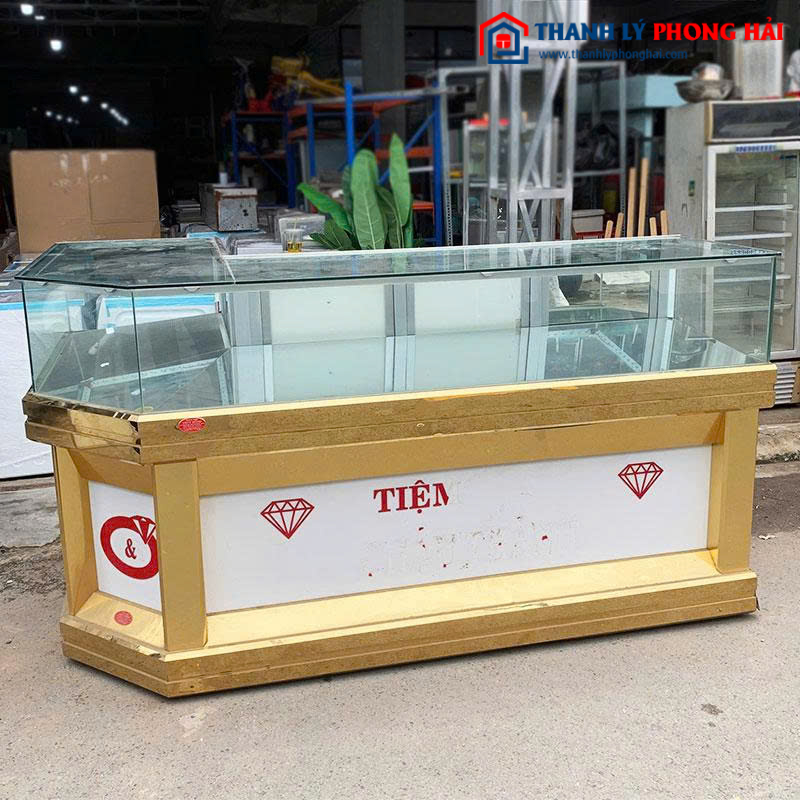 Tủ Trưng Bày Vàng Cũ 2m19 Mặt Kính