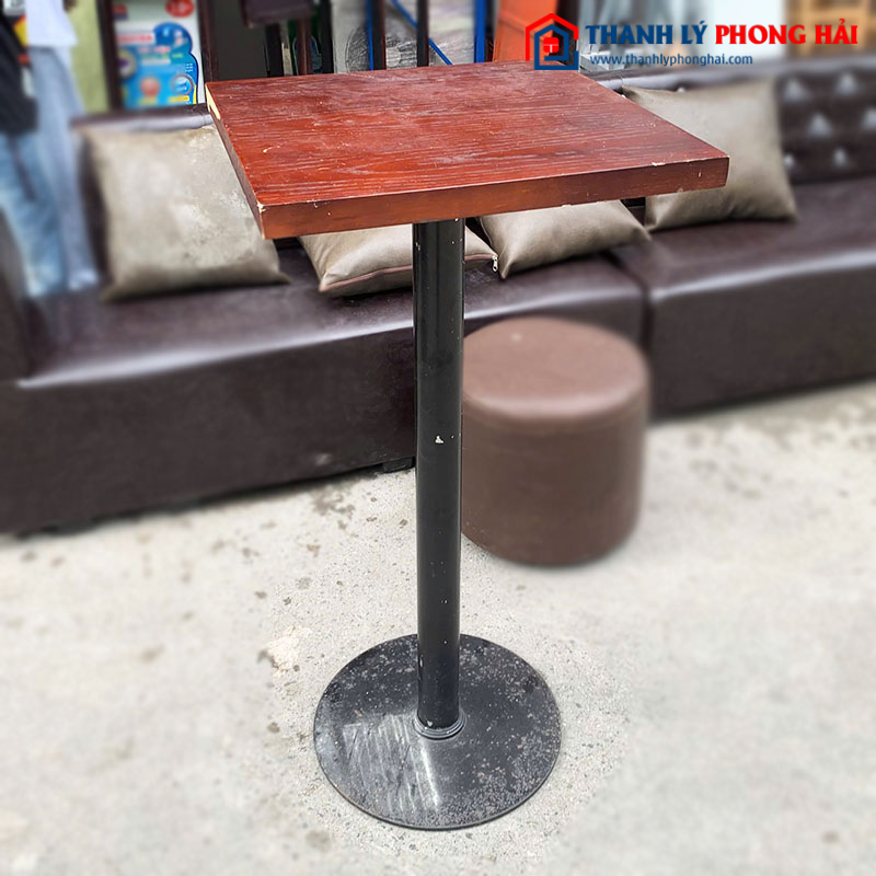 Bàn Cafe Chân Sắt Mặt Gỗ Cũ