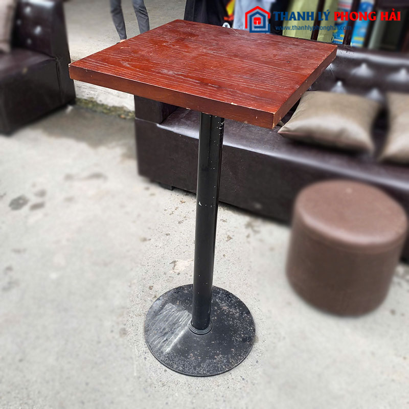 Bàn Cafe Chân Sắt Mặt Gỗ Cũ