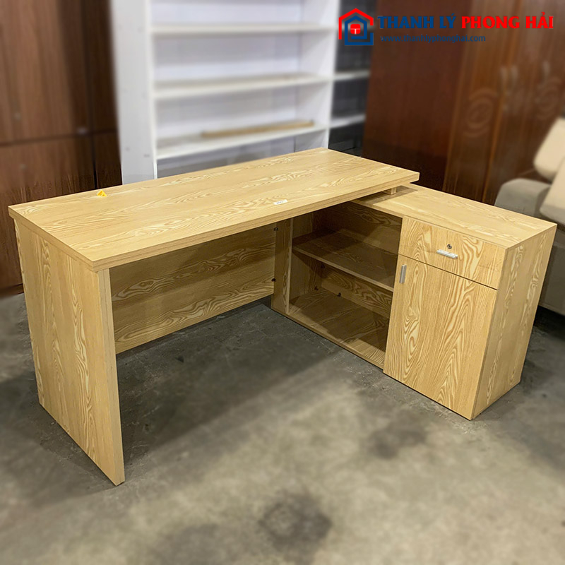 Bàn Giám Đốc Gỗ Kèm Tủ Hồ Sơ Góc L Cũ