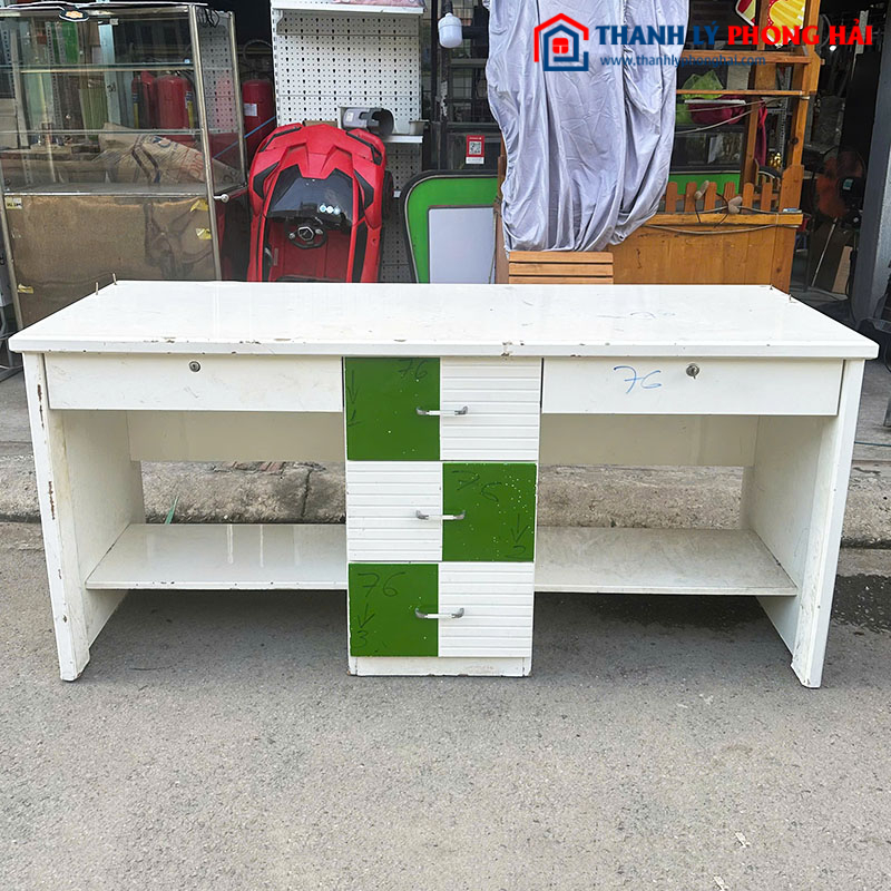 Bàn Học Đôi Gỗ Công Nghiệp 1m66 Cũ