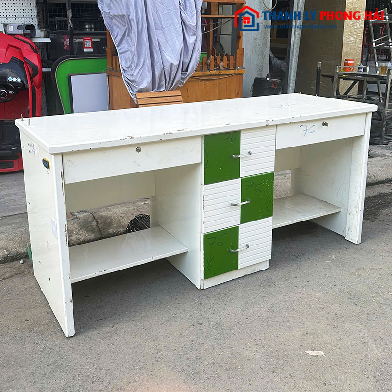 Bàn Học Đôi Gỗ Công Nghiệp 1m66 Cũ