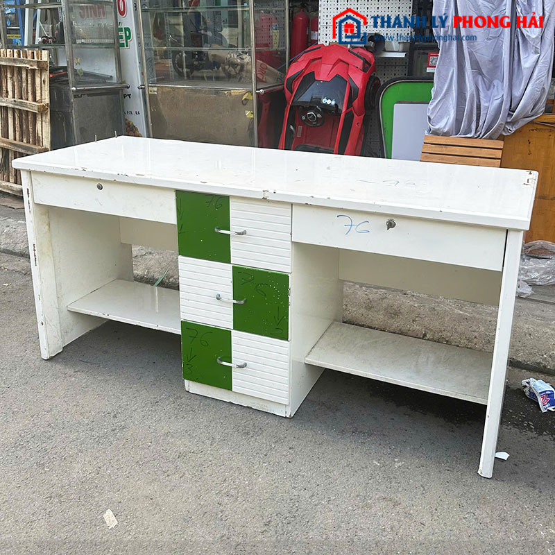 Bàn Học Đôi Gỗ Công Nghiệp 1m66 Cũ