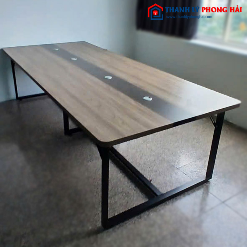 Bàn Họp 2m8 Chân Chữ U Mặt Gỗ Cũ