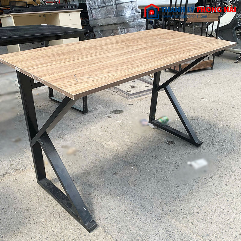 Bàn Làm Việc Chân Sắt Chữ K Mặt Gỗ 1m2 Cũ