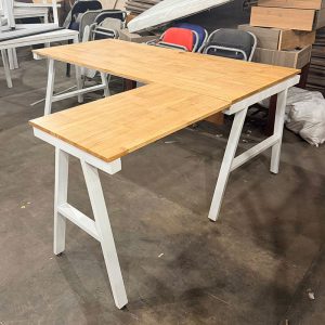 Bàn Làm Việc Chữ L Khung Sắt Mặt Gỗ 1m8 Cũ