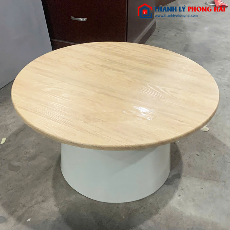 Bàn Sofa Tròn Cũ Chân Trụ Gỗ Cũ