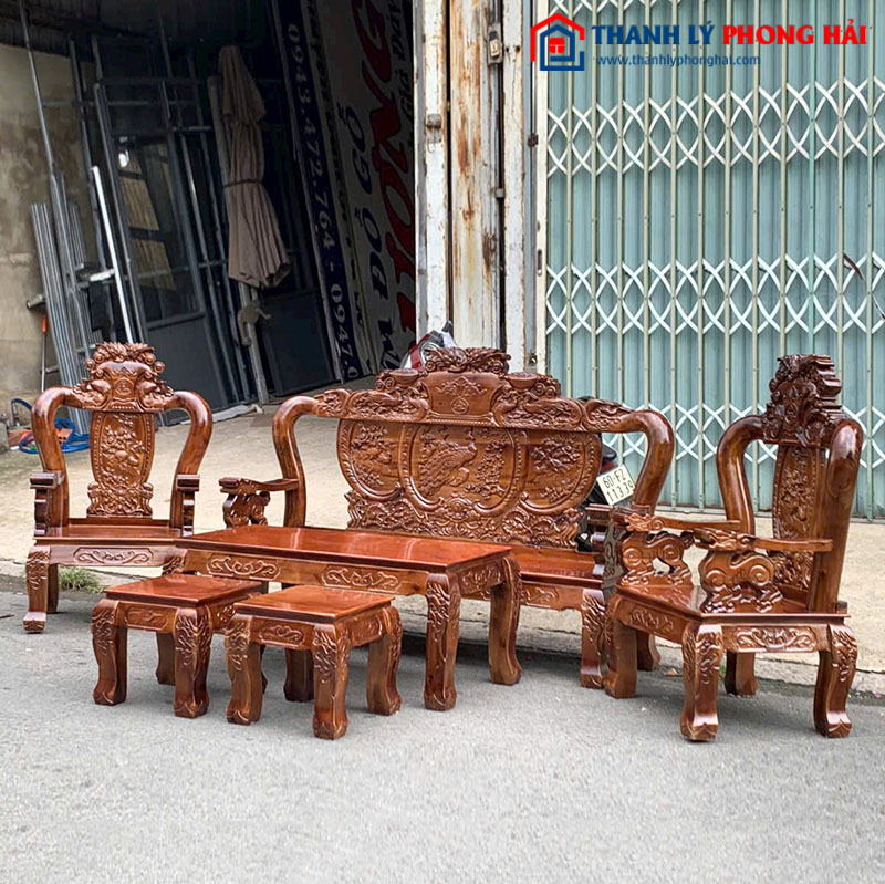 Bộ Salon Gỗ Tự Nhiên 6 Món Lưng Tấm Mới 99% (Nhiều Màu)