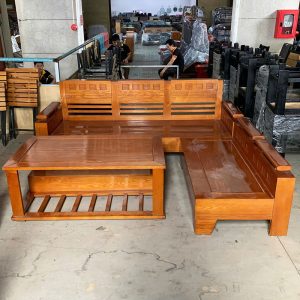 Bộ Salon Gỗ Tự Nhiên Góc L 2m Cũ