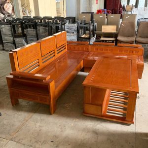 Bộ Salon Gỗ Tự Nhiên Góc L 2m Cũ