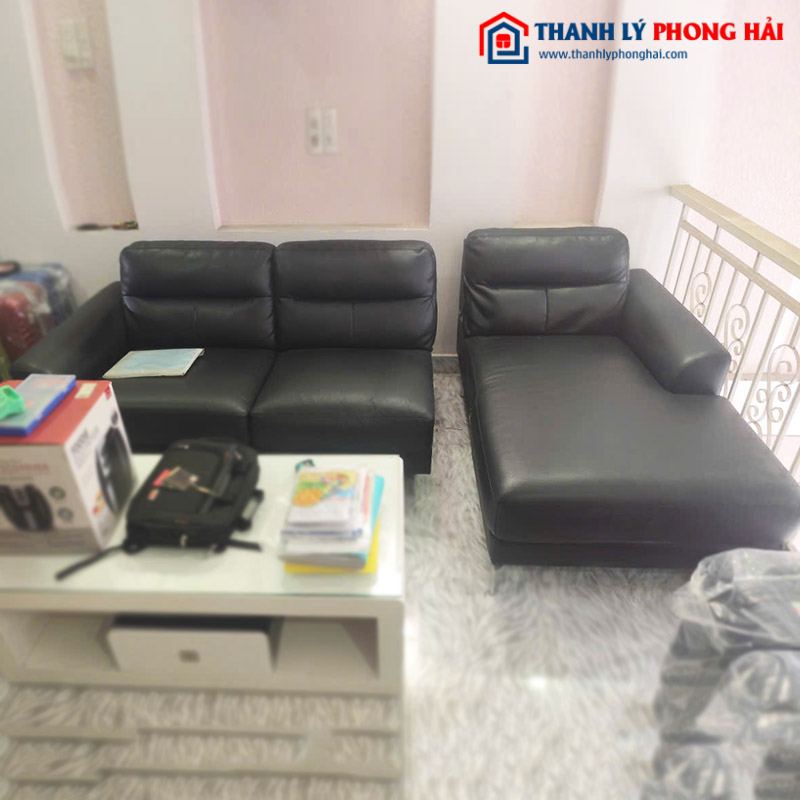 Bộ Sofa Góc L Bọc Da Kèm Bàn Cũ