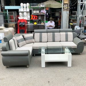 Bộ Sofa Góc L Cũ Bọc Da Lót Nệm Vải Cũ