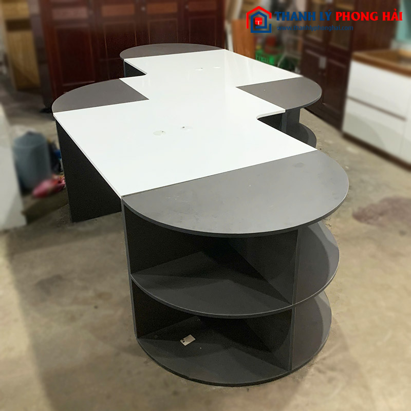 Cụm Bàn Làm Việc 4 Người 3m5 Gỗ Công Nghiệp Cũ