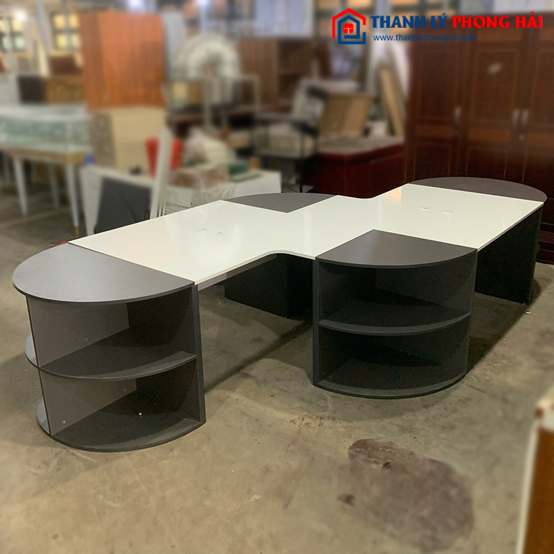 Cụm Bàn Làm Việc 4 Người 3m5 Gỗ Công Nghiệp Cũ