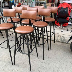 Ghế Bar Bọc Da Khung Sắt Sơn Đen Cũ