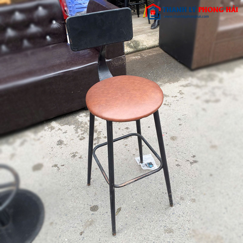 Ghế Bar Lưng Sắt Lót Đệm Bọc Da Cũ