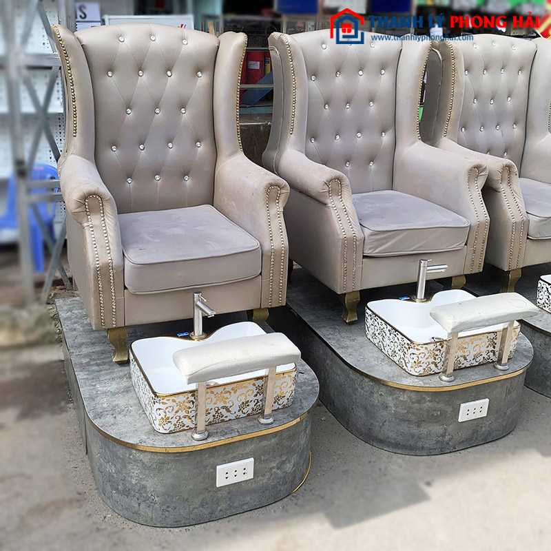 Ghế Nail Bọc Da Kèm Bồn Rửa Chân Cũ