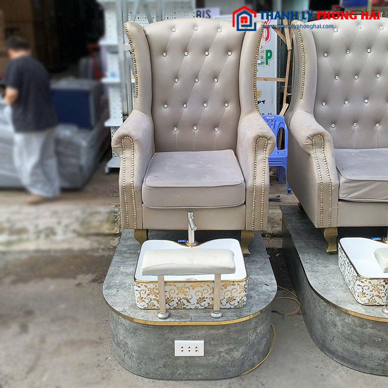 Ghế Nail Bọc Da Kèm Bồn Rửa Chân Cũ