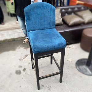 Ghế Quầy Bar Bọc Nhung Xanh Chân Cao Cũ
