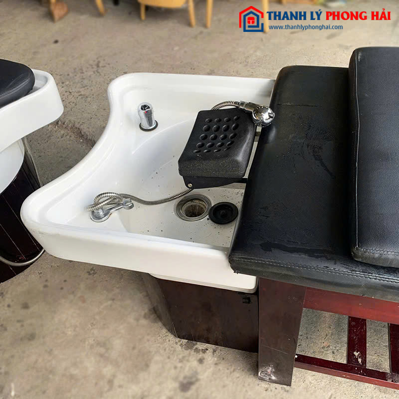 Giường Massage Khung Gỗ Bọc Nệm Da Có Bồn Gội Cũ
