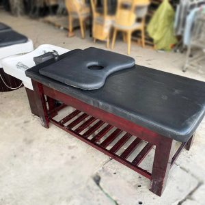 Giường Massage Khung Gỗ Bọc Nệm Da Có Bồn Gội Cũ