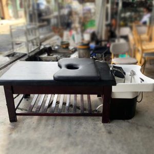 Giường Massage Khung Gỗ Bọc Nệm Da Có Bồn Gội Cũ