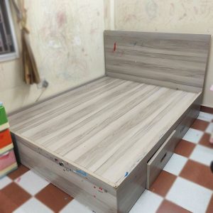 Giường Ngủ Gỗ Công Nghiệp 2 Hộc 1m6 Màu Xám Cũ