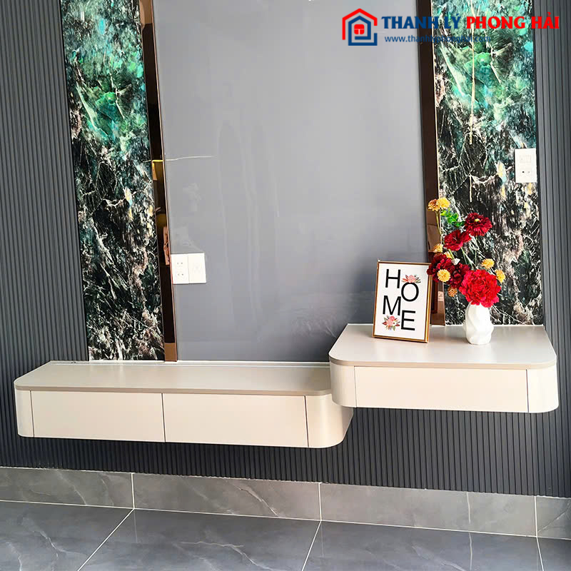 Kệ Tivi Treo Tường Gỗ Công Nghiệp 2 Bậc Mới 99%