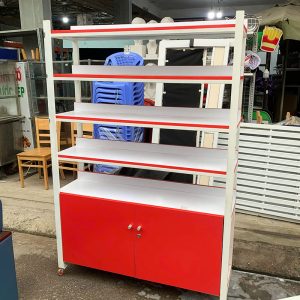 Kệ Trưng Bày 1m2 Có Tủ Dưới Gỗ Cũ